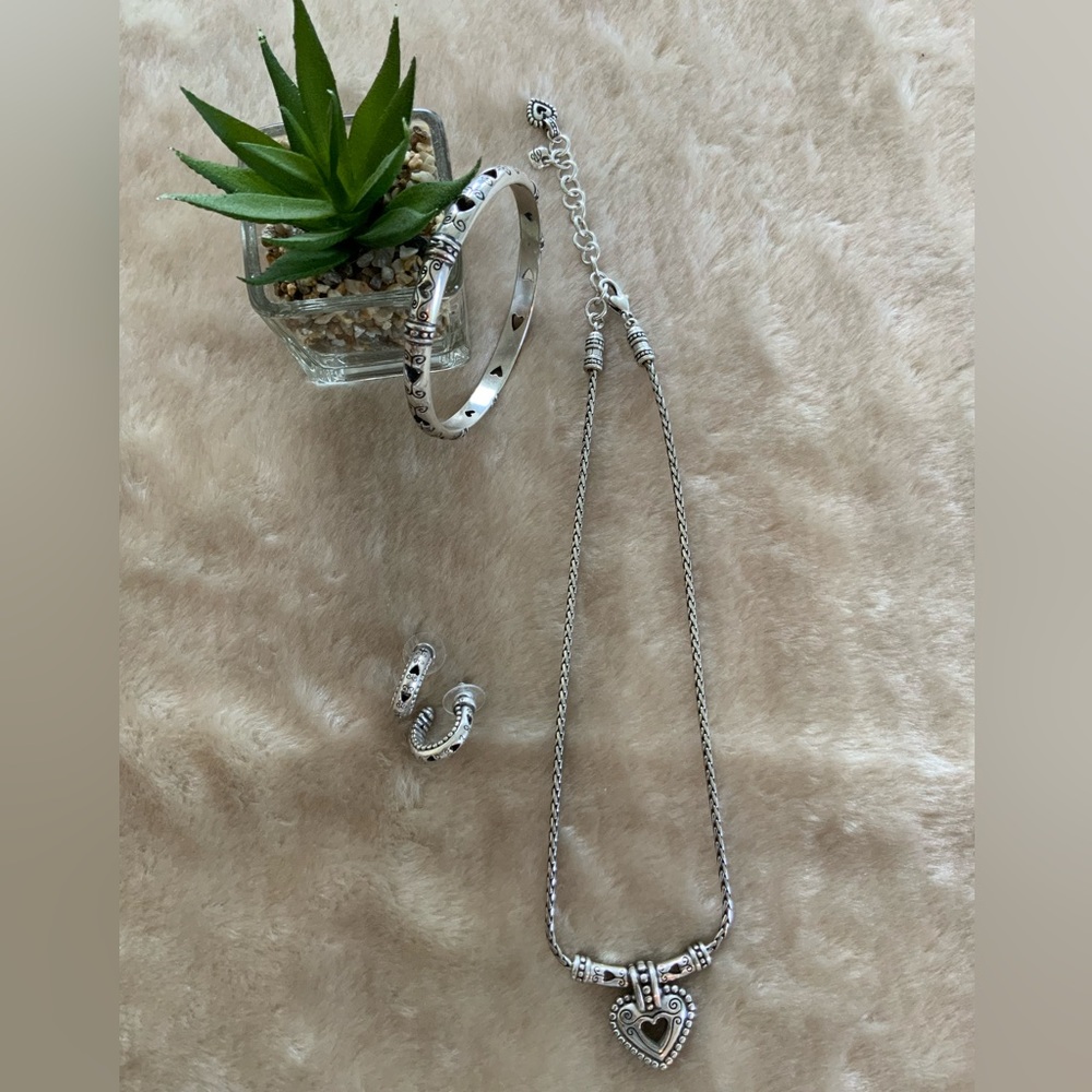 Brighton 3 Piece Set in Silver, Hearts…Necklace, Bracelet, Earrings